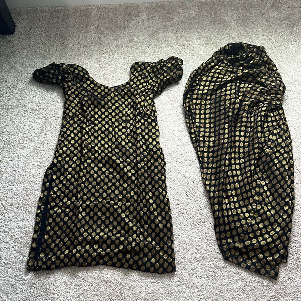 Black and golden salwar suit party wear Pakistani / indian Punjabi salwar suit
